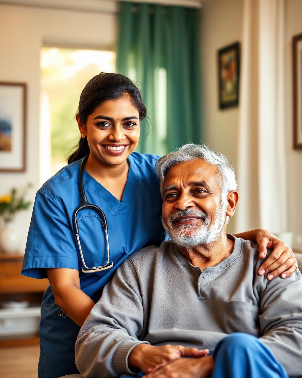 Verified Maple Home Care nurse caring for an elderly patient at home